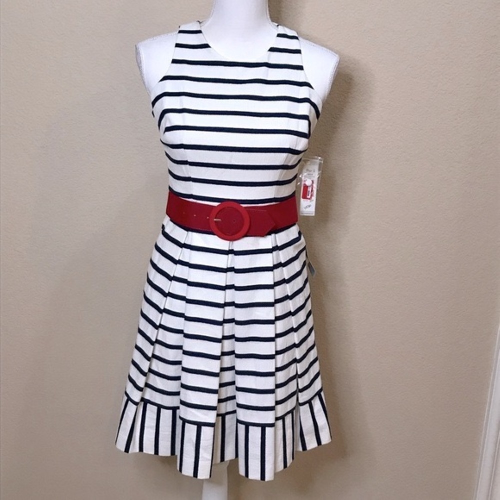 Eliza J Striped Fit & Flare Dress Size 2P - Picture 1 of 15